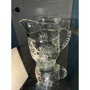 Vintage anchor Hocking Glass Pitcher Prescut Pattern With A Starburst Design